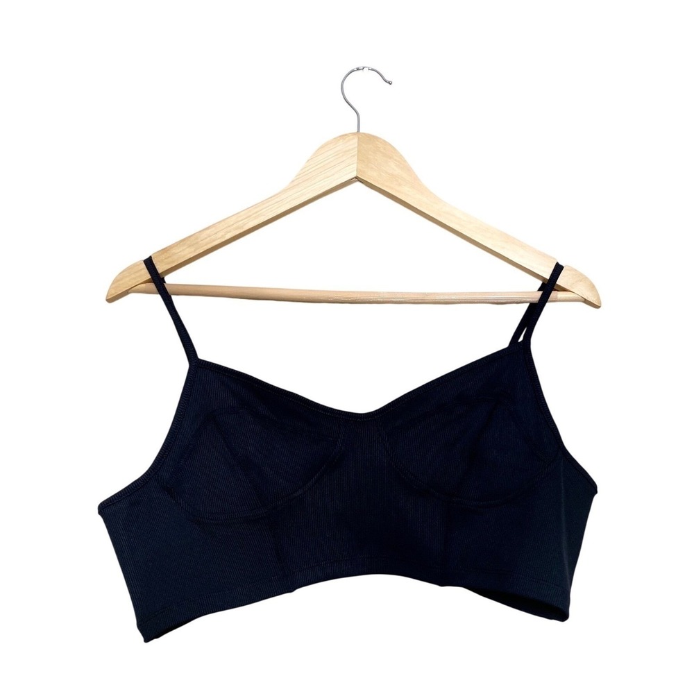 Free People‎ Movement FP Movement Black Ribbed Crop Top Bralette